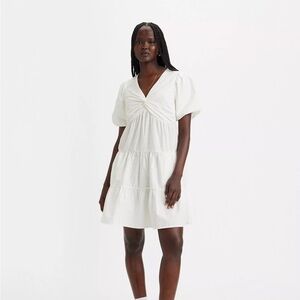 Levi's White Puff Sleeve V-Neck Sundress